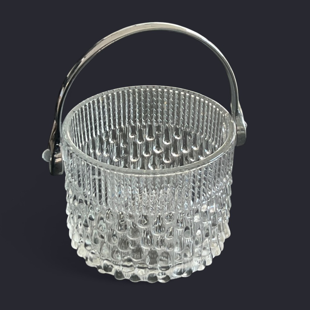 1960’s MCM Teleflora raindrop pressed glass ice bucket made in France